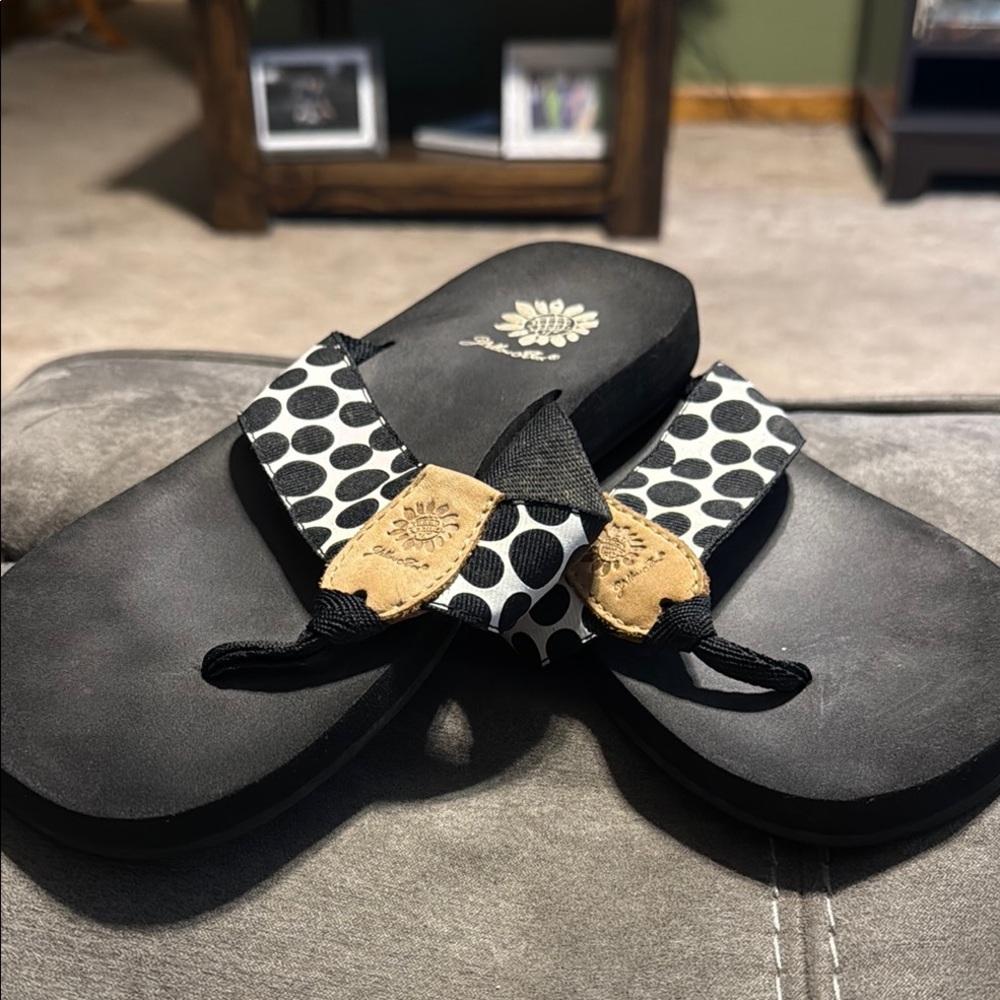 Yellow Box Black and White Sandals with Geometric Pattern